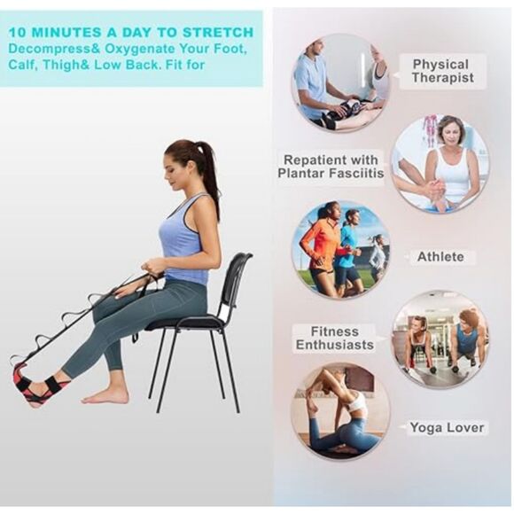 Comness Plantar Fasciitis, Foot, Calf, leg, heel Stretcher, Stretching Strap RED - Picture 6 of 9